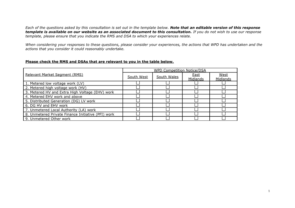 Template for Consultation Responses