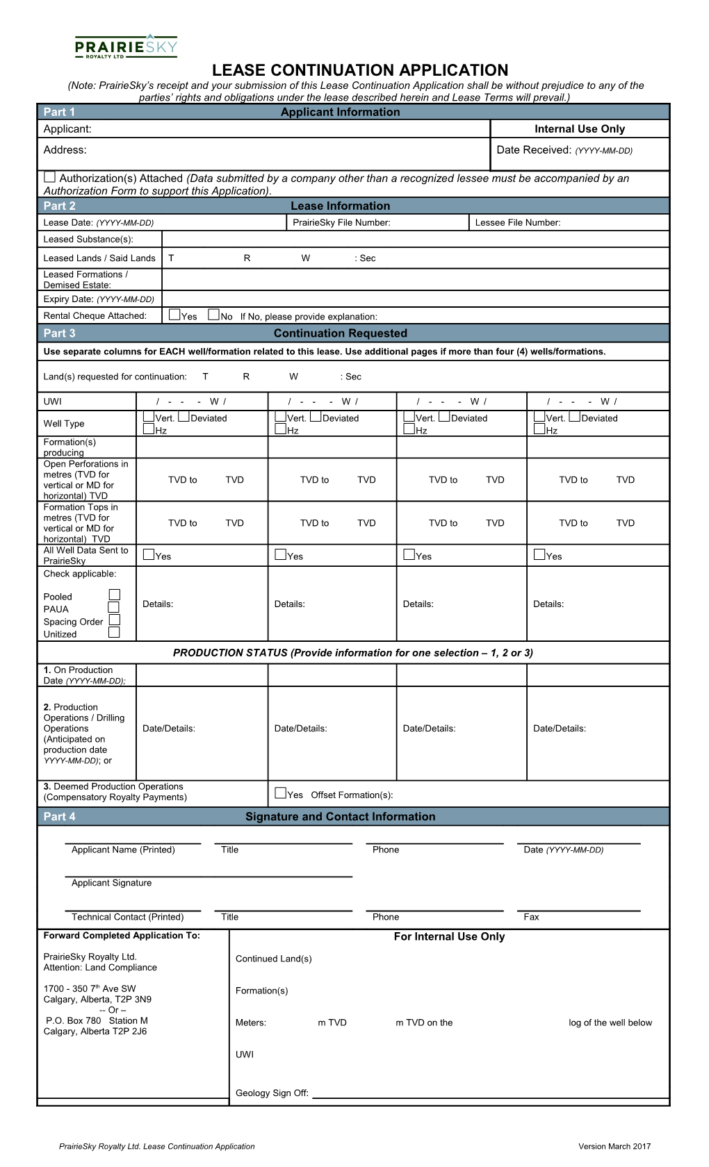 Lease Continuation Application