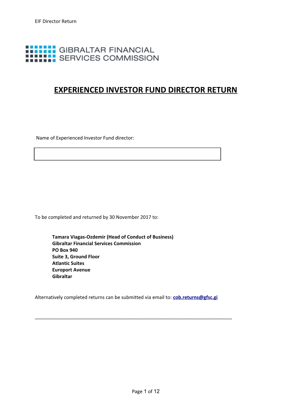 Experienced Investor Fund Director Return