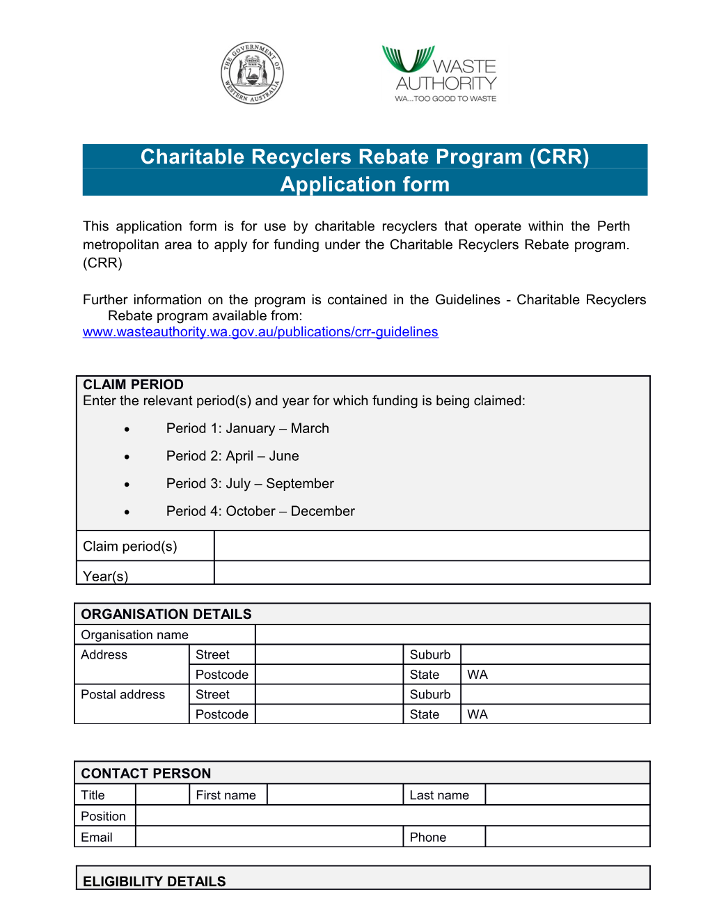 Charitable Recyclers Rebate Program (CRR)