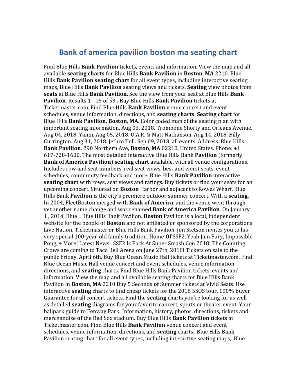 Bank of America Pavilion Boston Ma Seating Chart