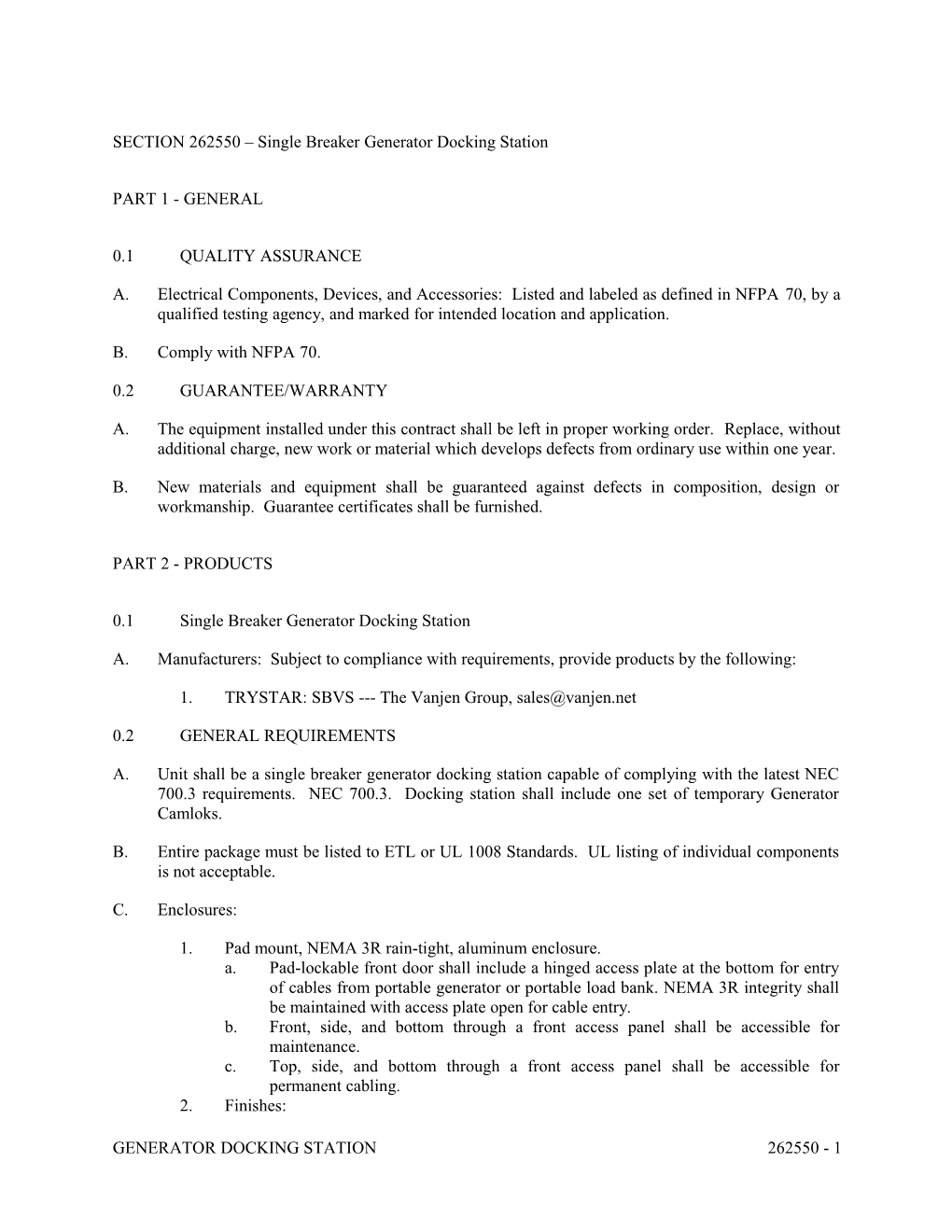 Section 262816 - Enclosed Switches and Circuit Breakers