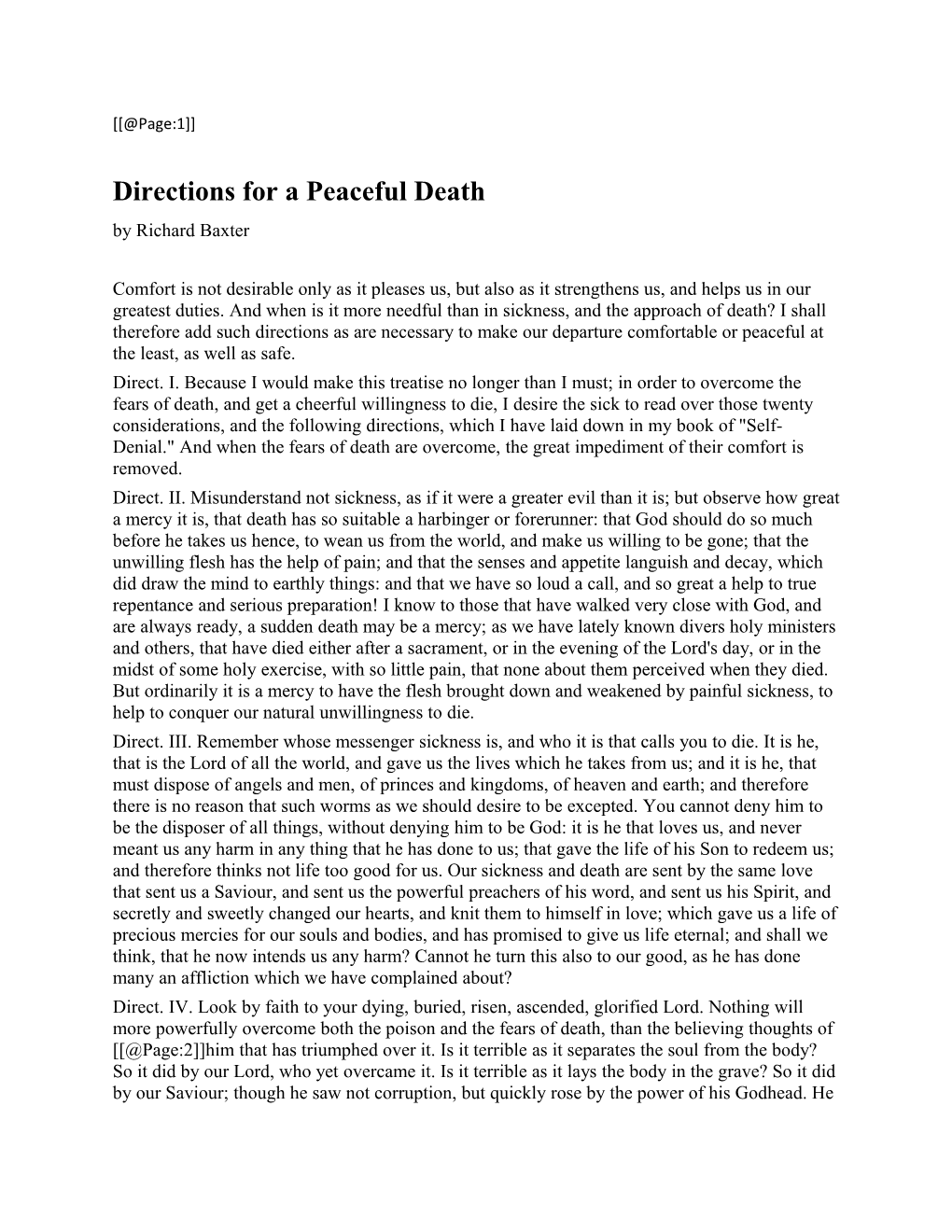 Directions for a Peaceful Death
