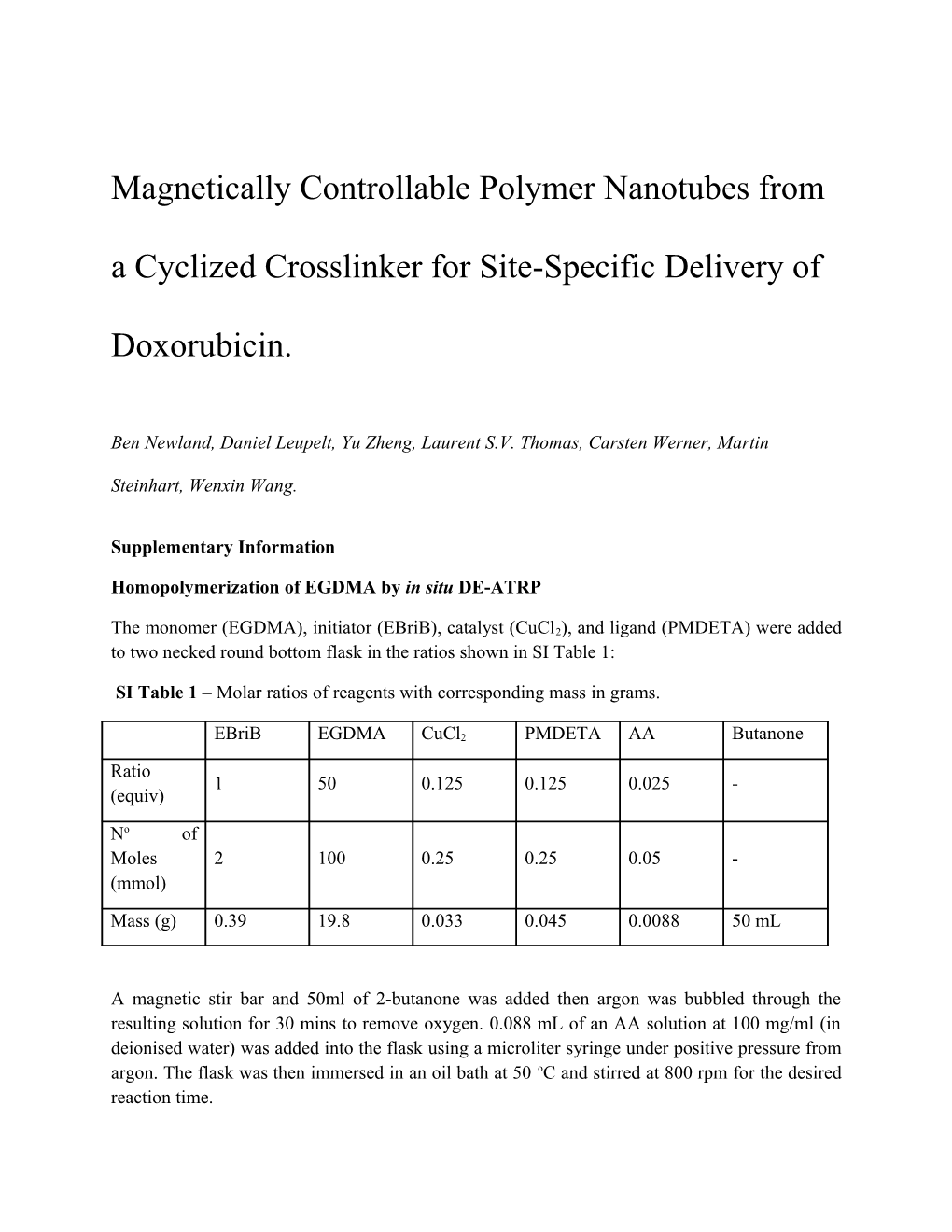 Homopolymerization of EGDMA by in Situ DE-ATRP