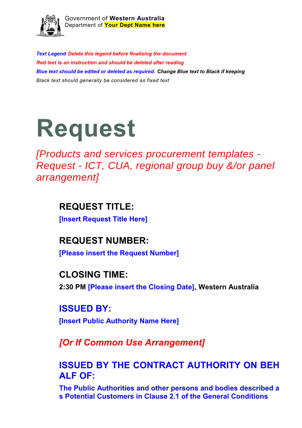 Request - ICT, CUA, Group Buy And Panel Arrangements