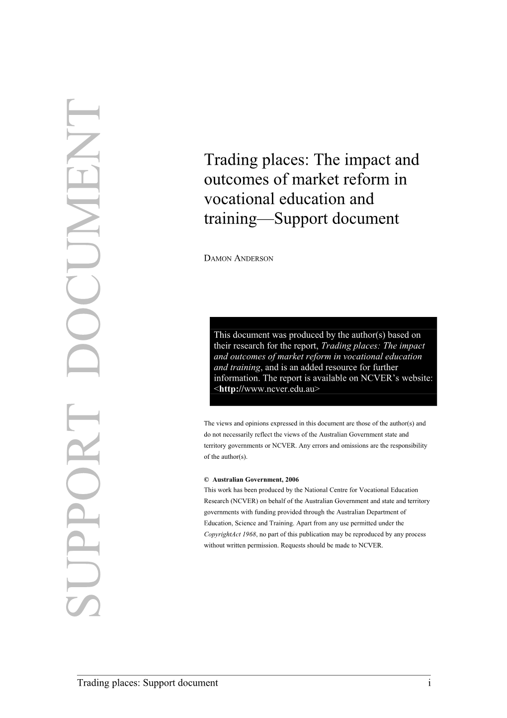 Trading Places Support Document