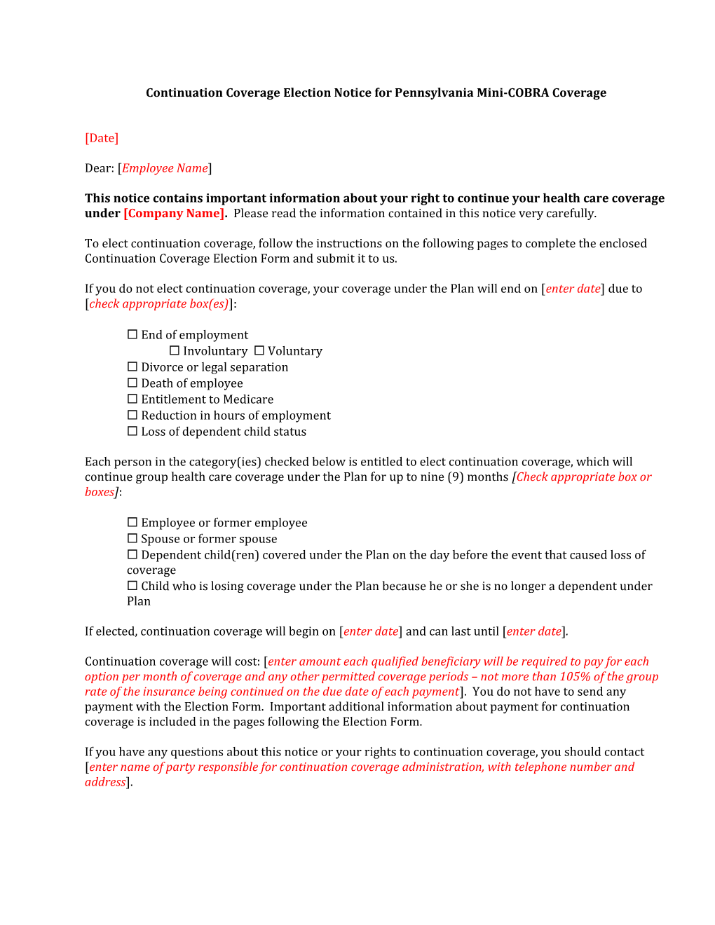 Ÿ Sample PA Continuation Letter (Pg 2) : Complete/Edit As Necessary, Print on Company Letterhead