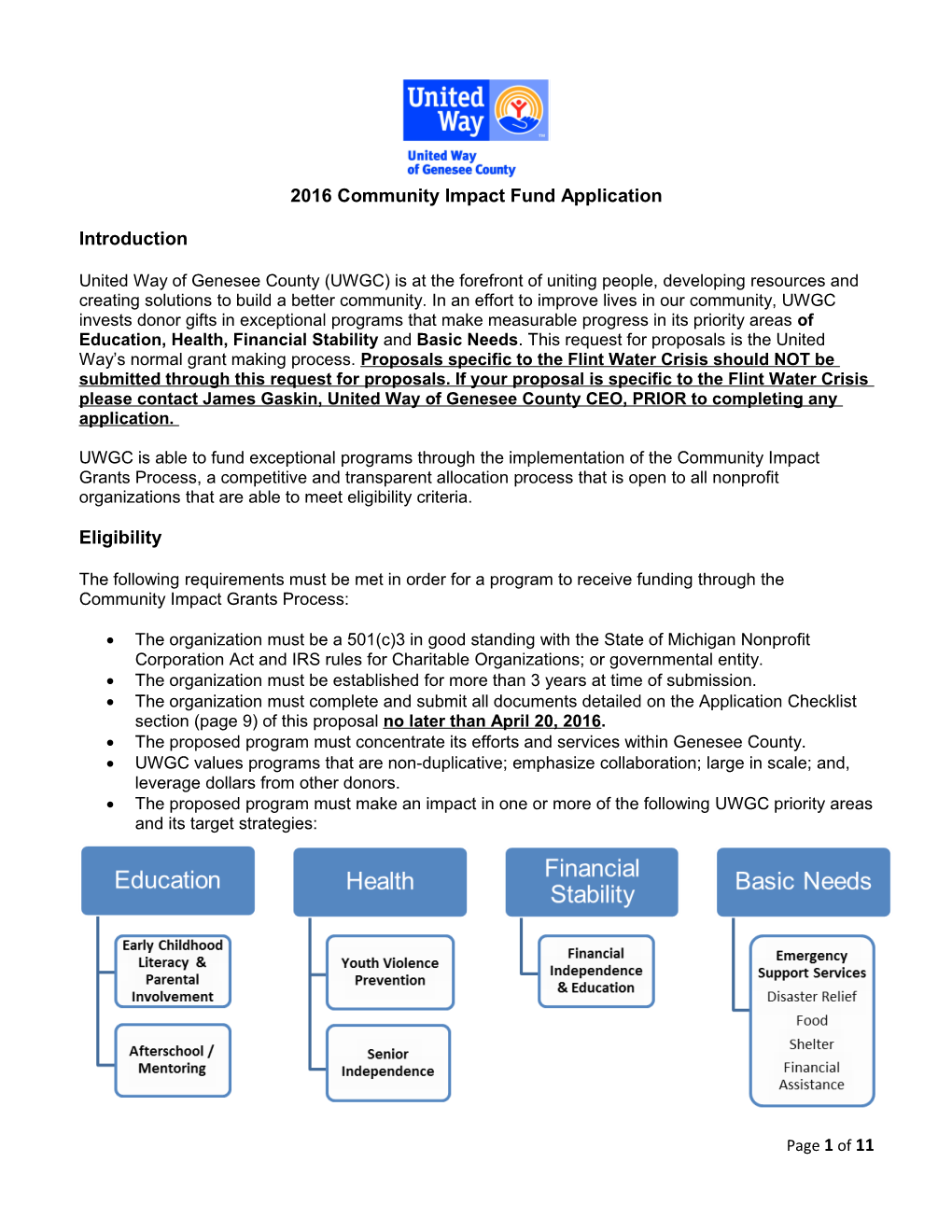 2016 Community Impact Fund Application