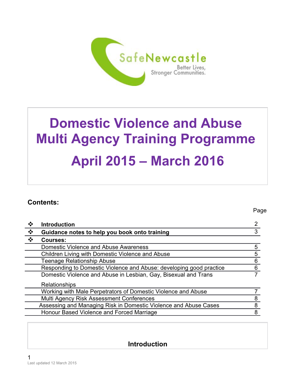 Domestic Violence and Abuse