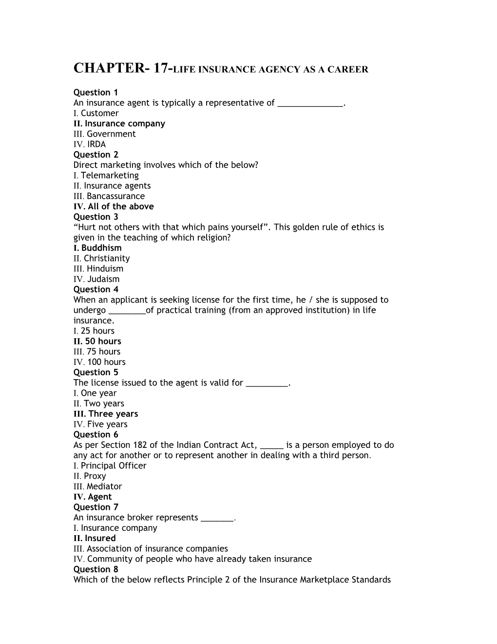 Chapter- 17-Life Insurance Agency As a Career