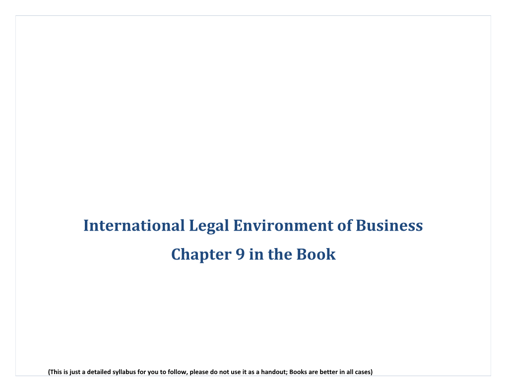 International Legal Environment of Business