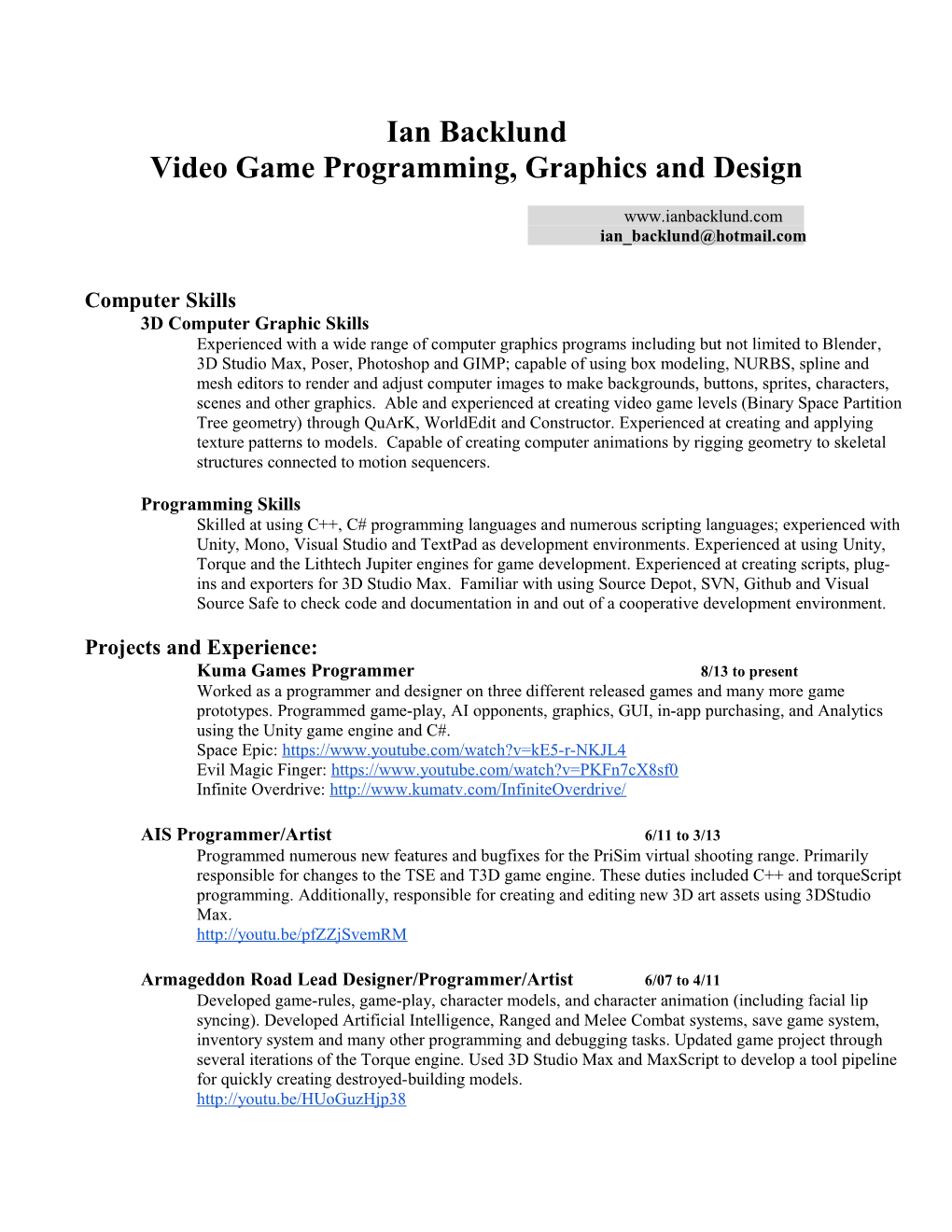 Video Game Programming, Graphics and Design