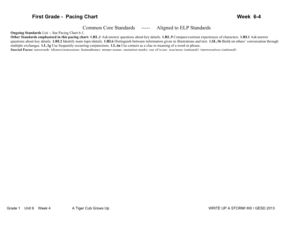 First Grade - Pacing Chart Week 6-4