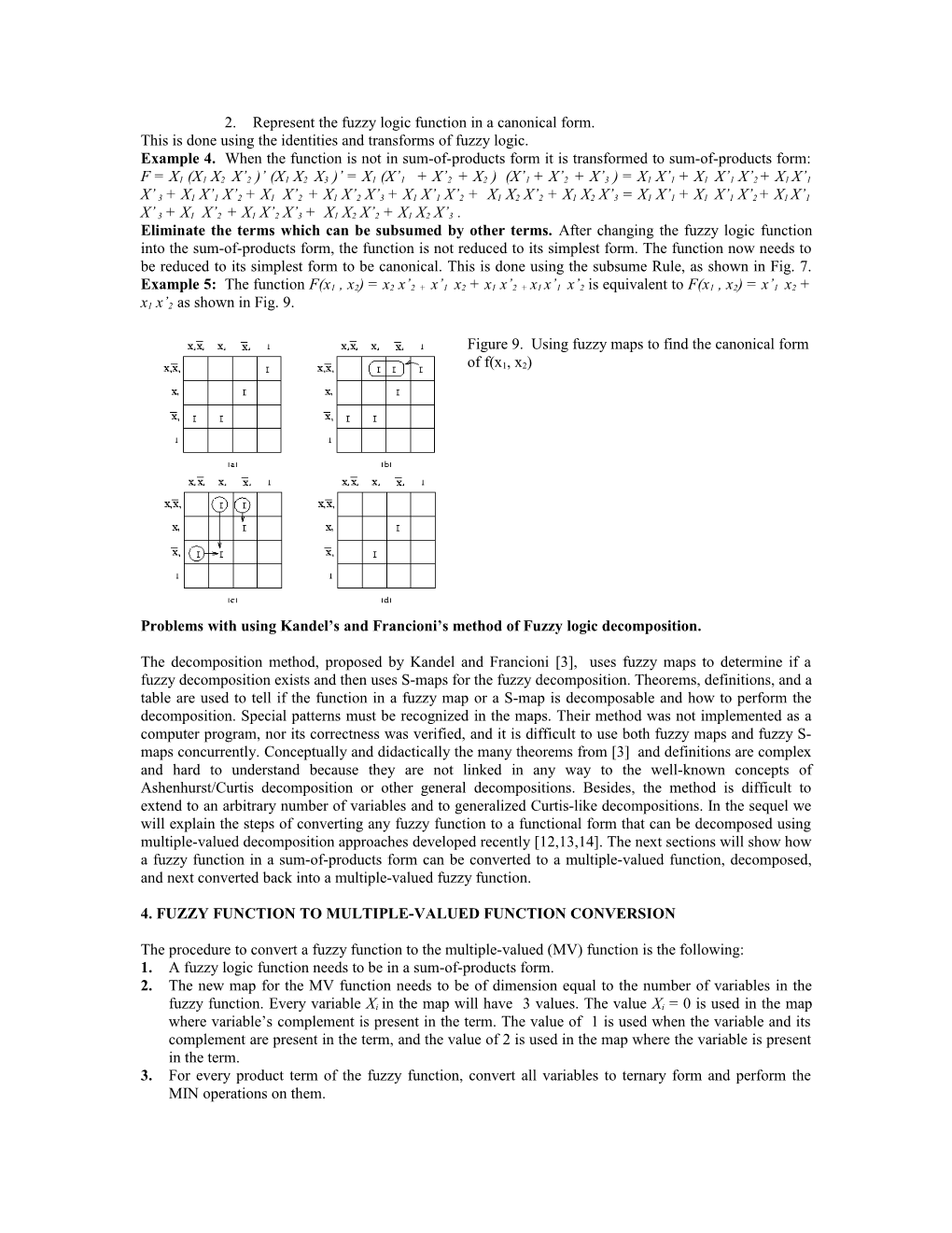 2. Represent the Fuzzy Logic Function in a Canonical Form