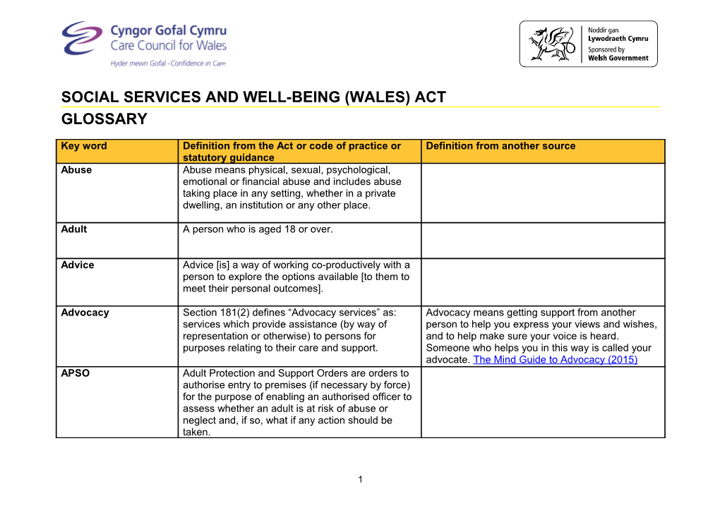 Social Services and Well-Being (Wales) Act