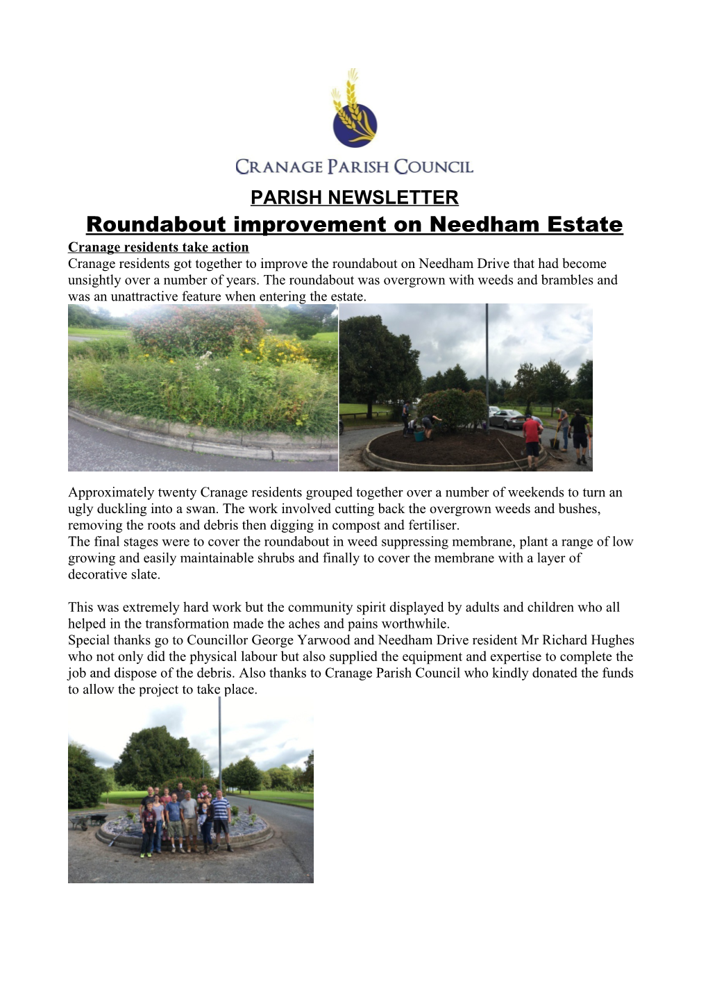 Roundabout Improvement on Needham Estate
