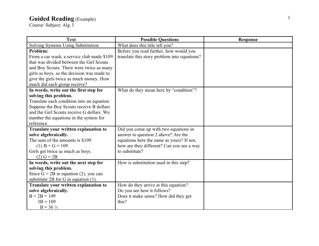 Guided Reading (Example)