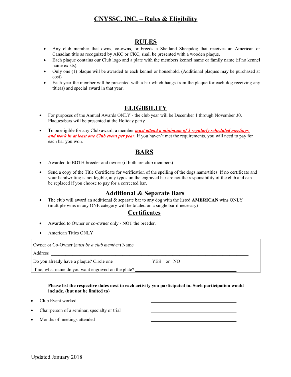 CNYSSC, INC. Rules & Eligibility