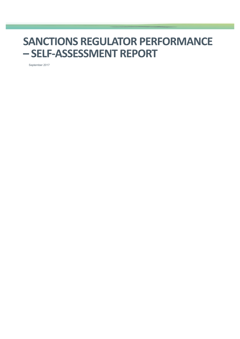 Sanctions Regulator Performance Self-Assessment Report