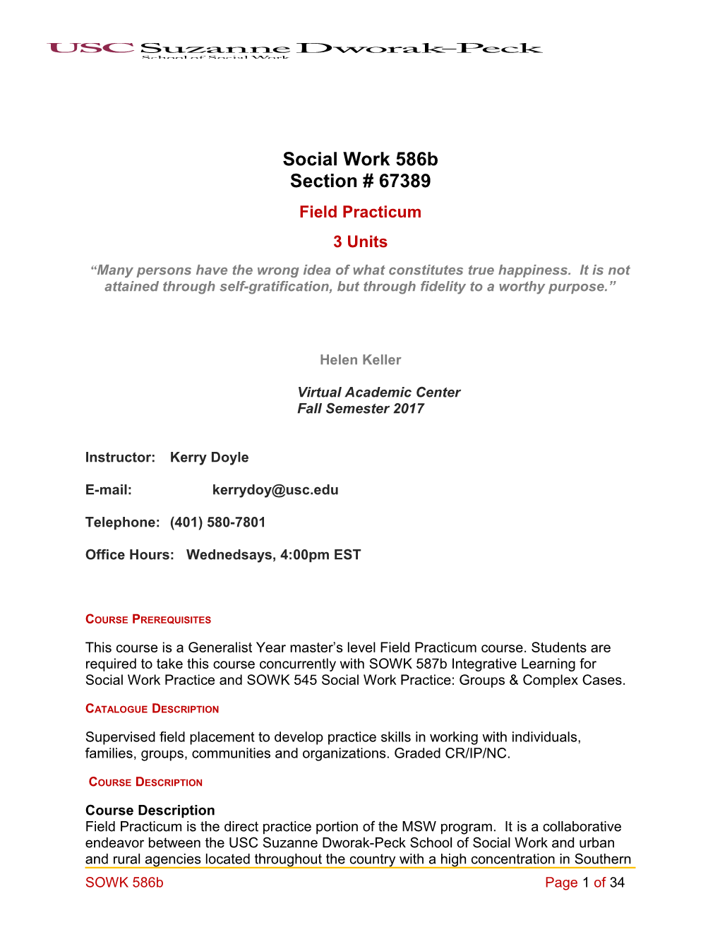 School of Social Work Syllabus Template Guide s17