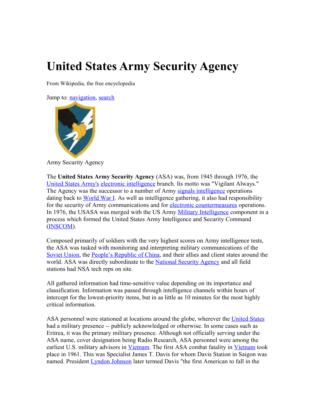 United States Army Security Agency