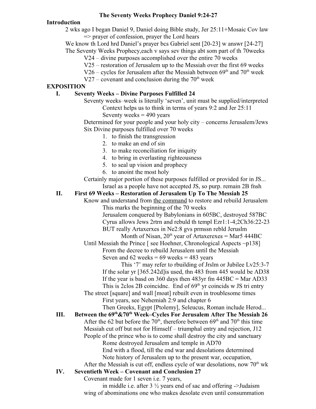 The Seventy Weeks Prophecy Daniel 9:24-27