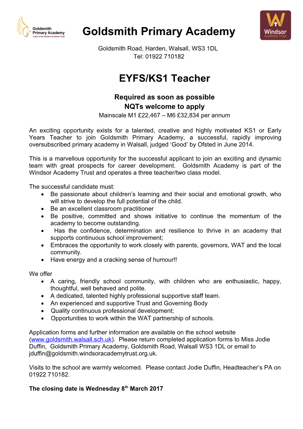 EYFS/KS1 Teacher
