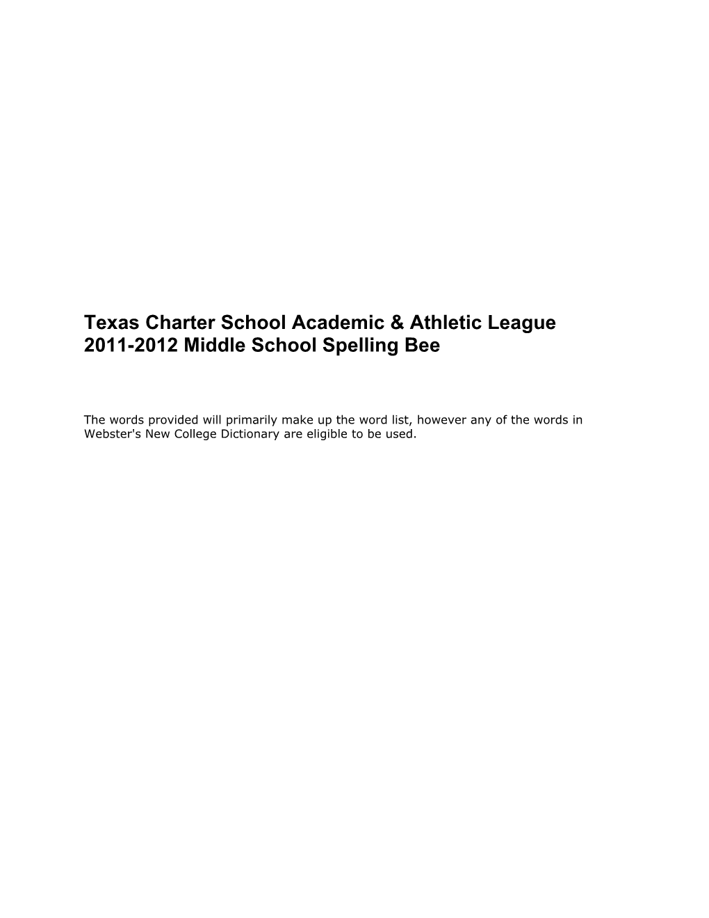 Texas Charter School Academic & Athletic League