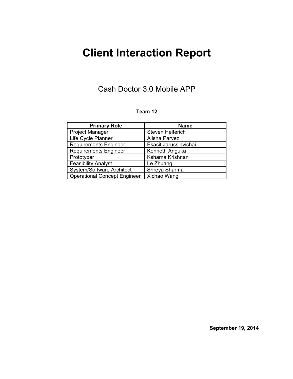Client Interaction Report Discussion