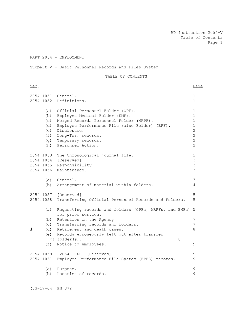 Subpart V - Basic Personnel Records and Files System