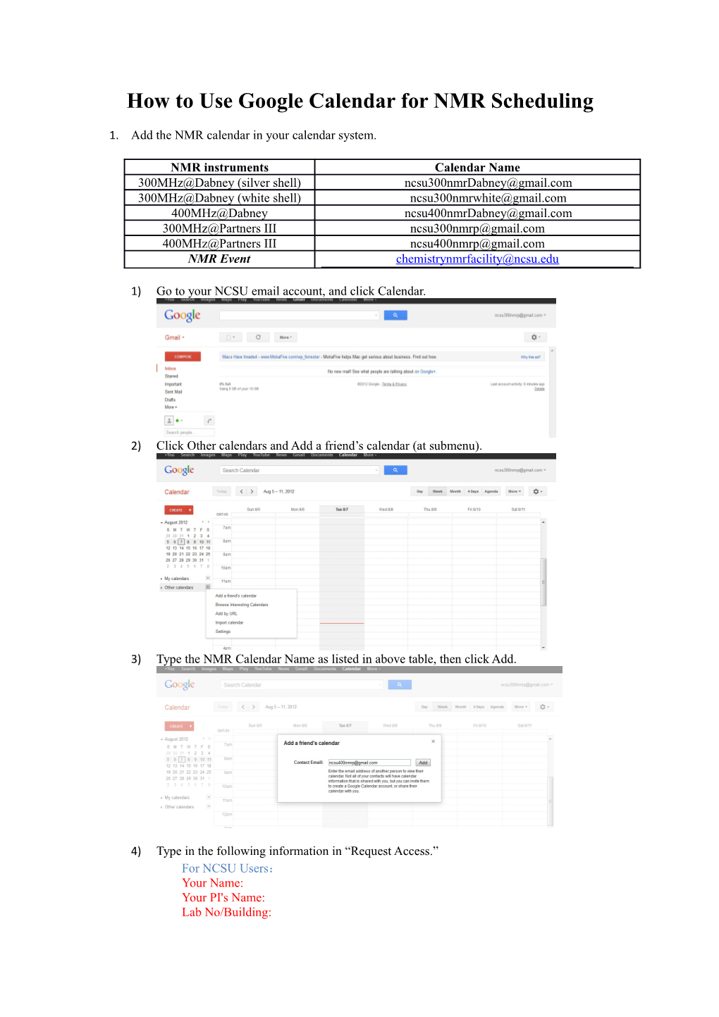 How to Use Google Calendar for NMR Scheduling