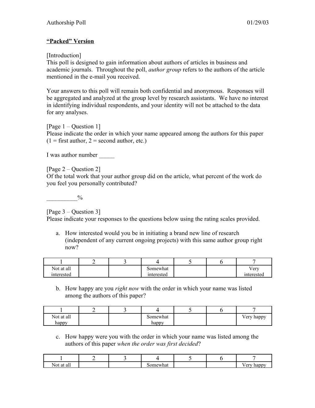 HBS Study Group Poll