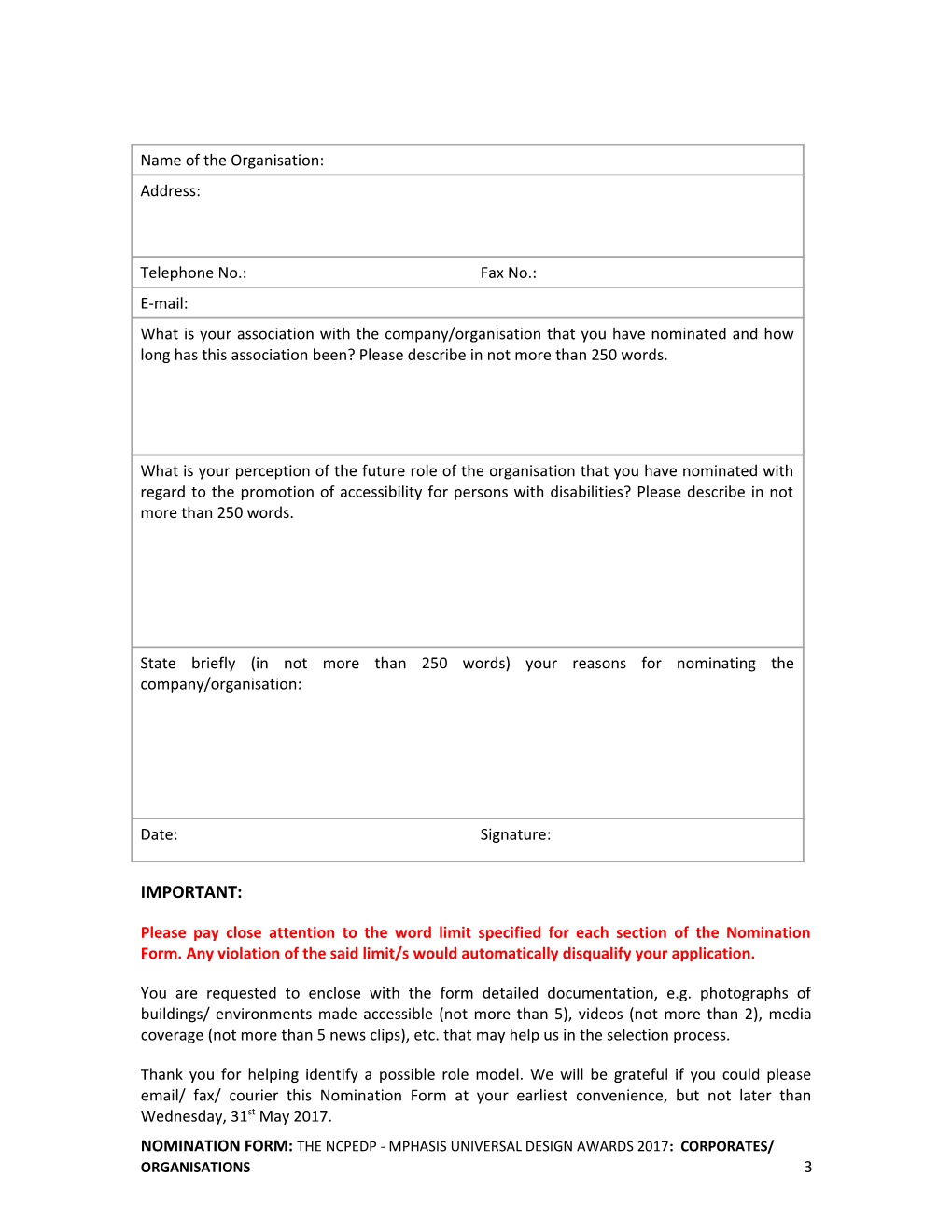 UDA Nomination-Form: Category C