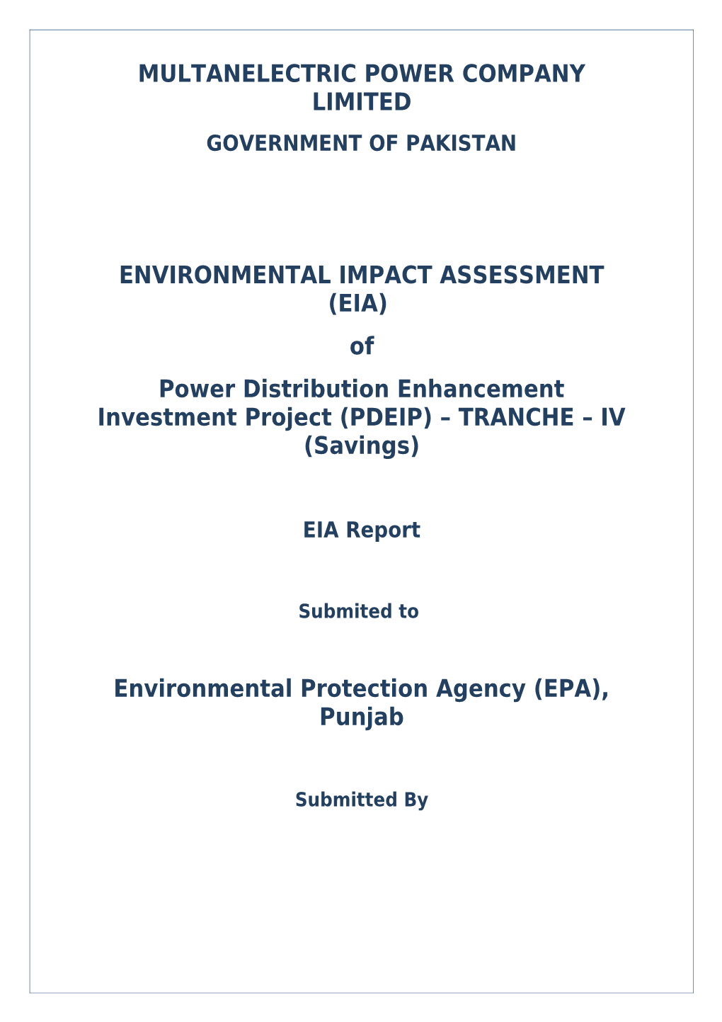 Multan Electric Power Company (MEPCO)Environmental Impact Assessment