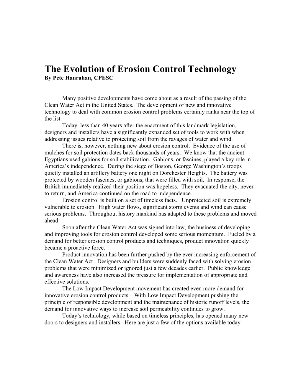 The Evolution of Erosion Control Technology