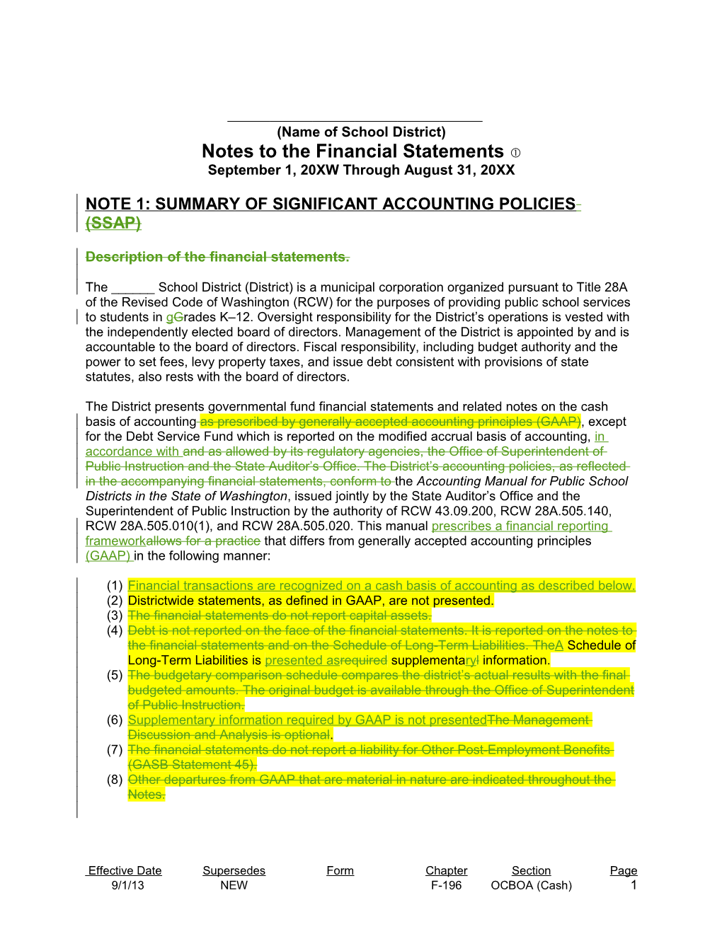 Note 1: Summary of Significant Accounting Policies (SSAP)