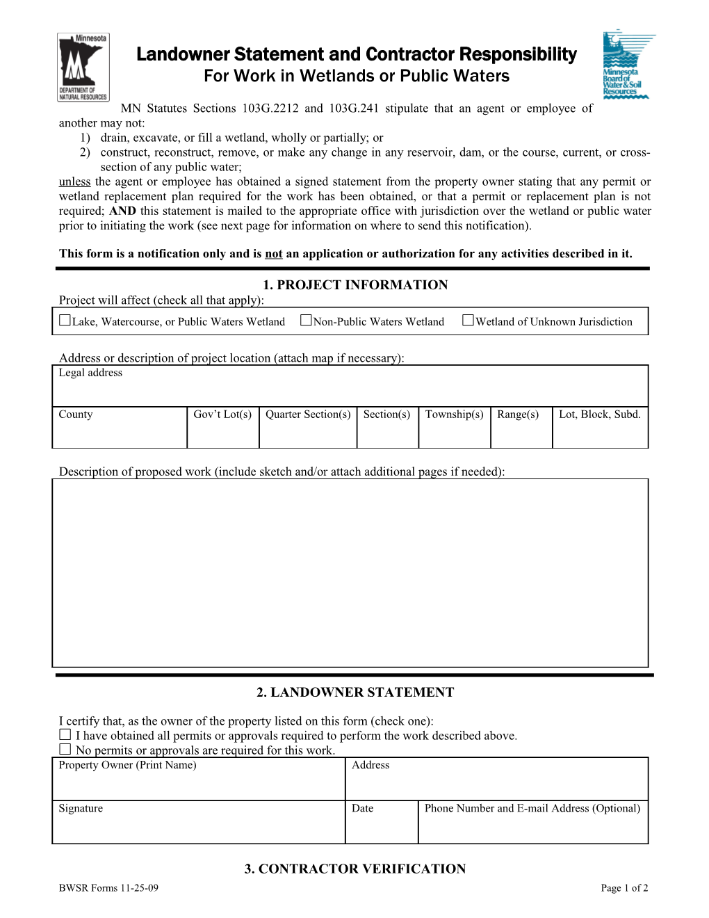 Contractor Responsibility Form