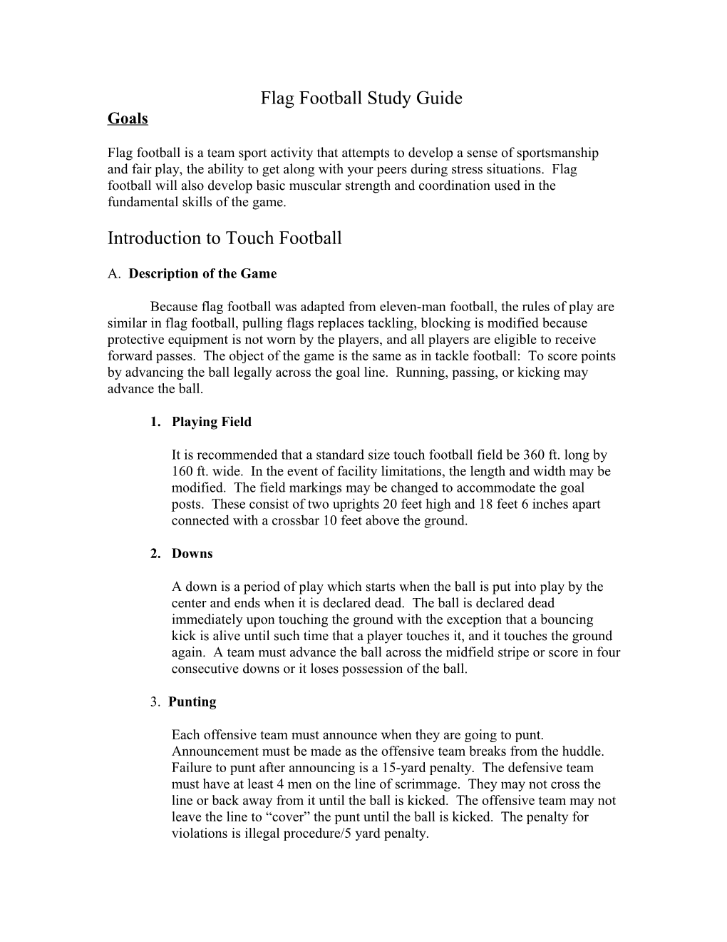 Flag Football Study Guide