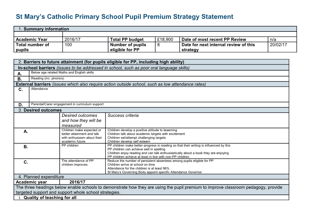 Template for Statement of Pupil Premium Strategy Primary Schools s9