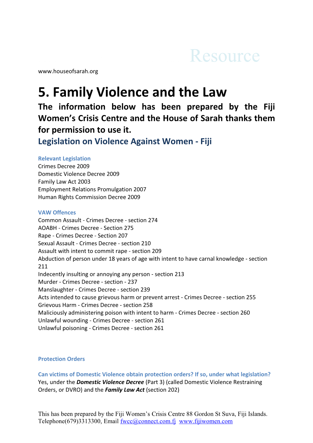 5. Family Violence and the Law