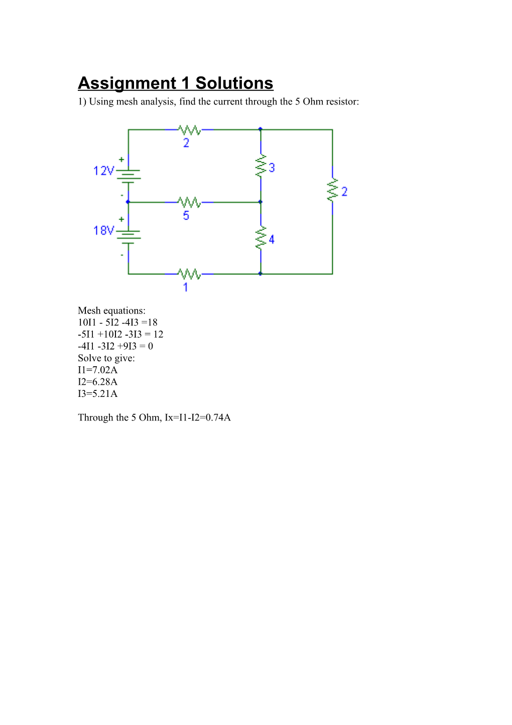 Assignment 1 Solutions