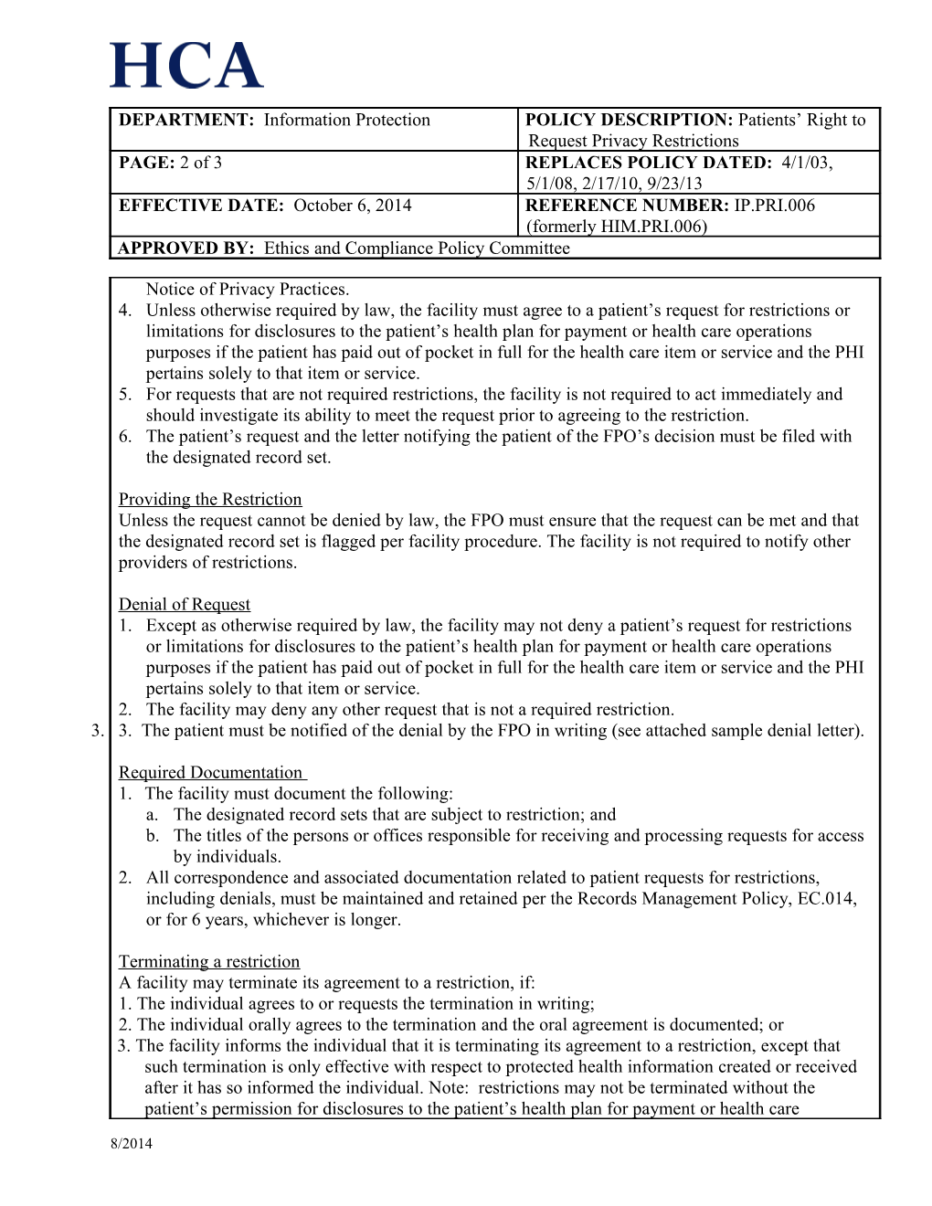 Policy and Procedure Approval Form