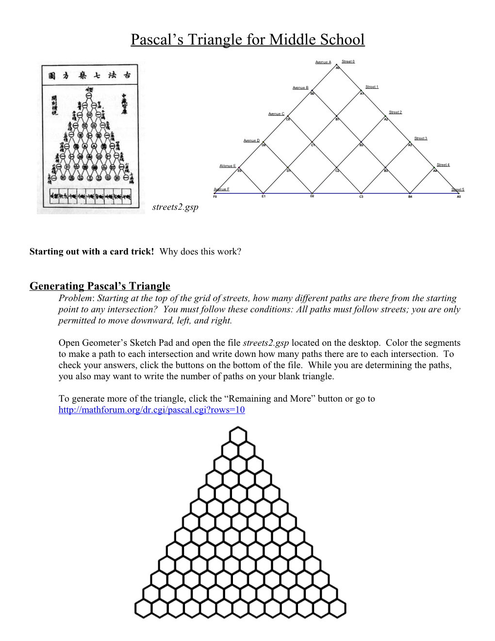 Pascal S Triangle for Middle School