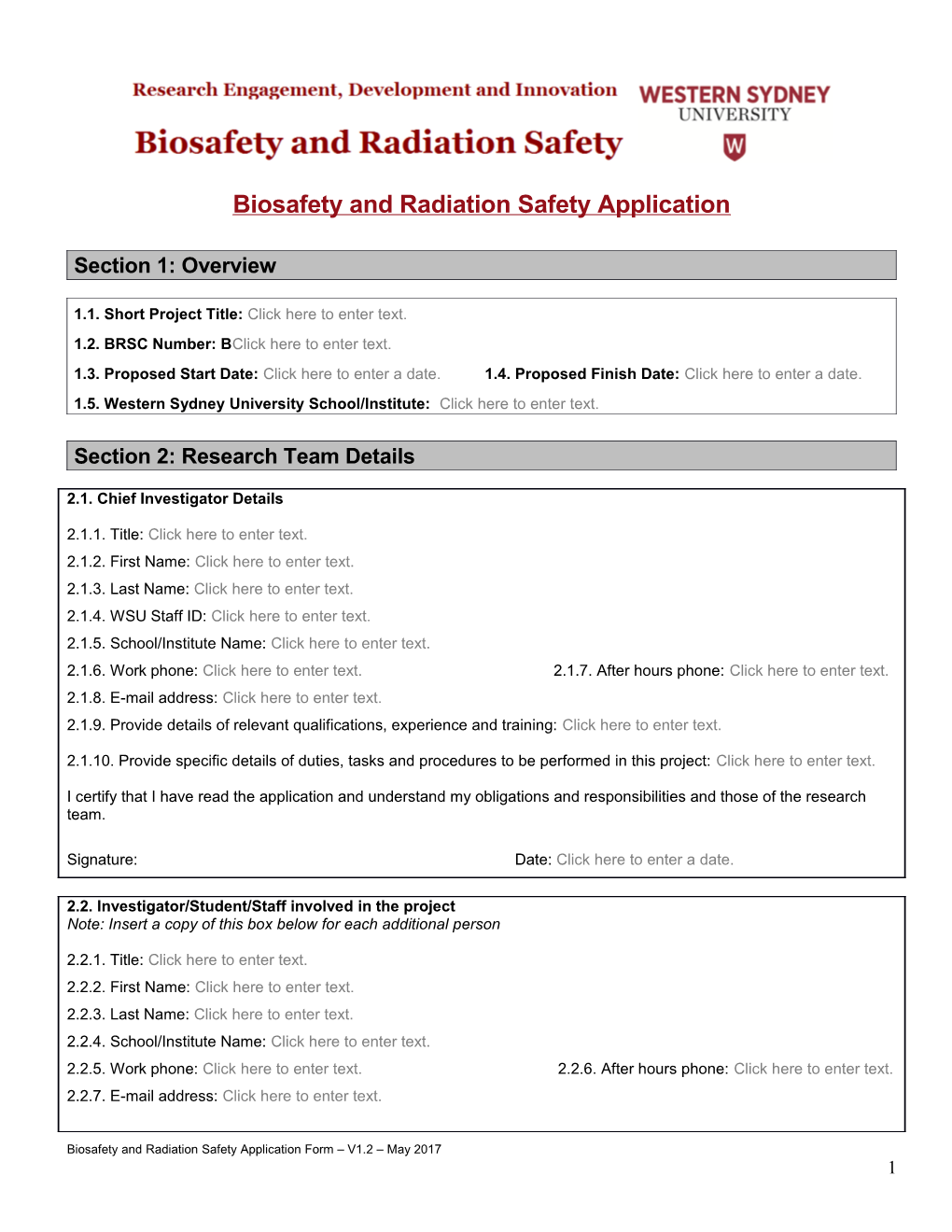 Biosafety and Radiation Safety Application