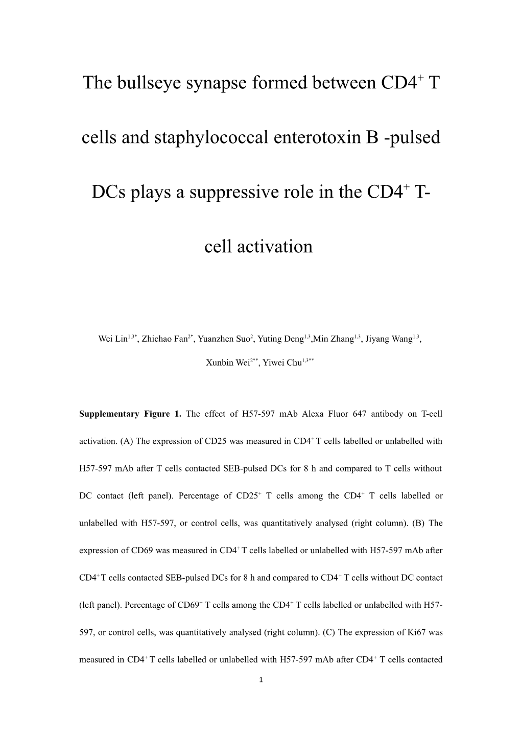 Bull S-Eye Synapse Regulates T Cell Response Through Synapse Formation