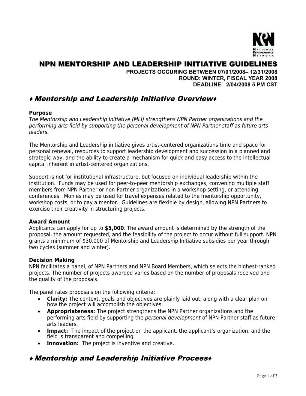 Npn Mentorship and Leadershipinitiative Guidelines