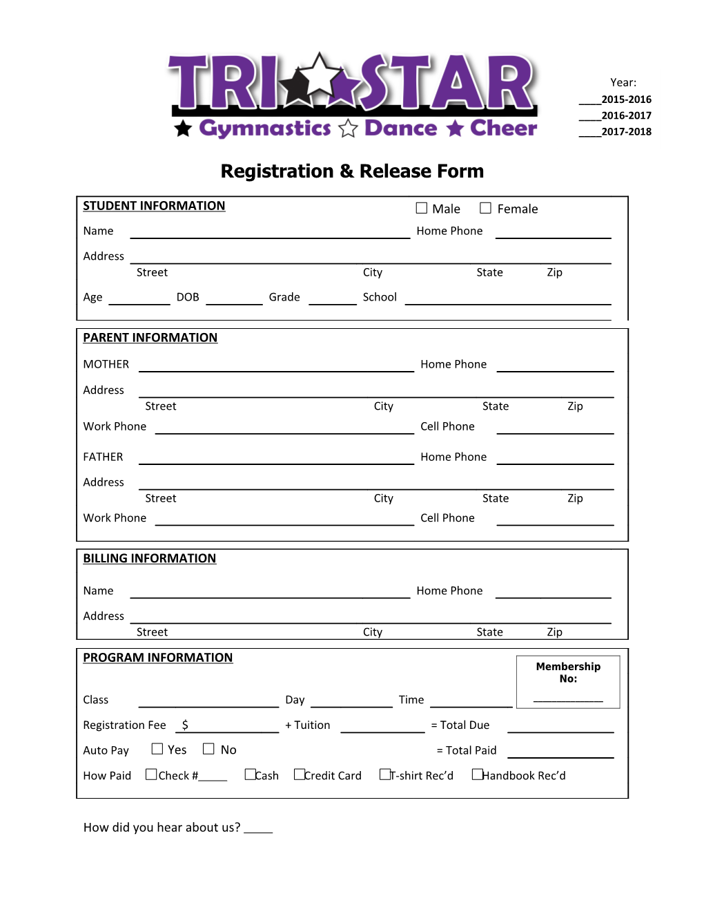 Registration & Release Form