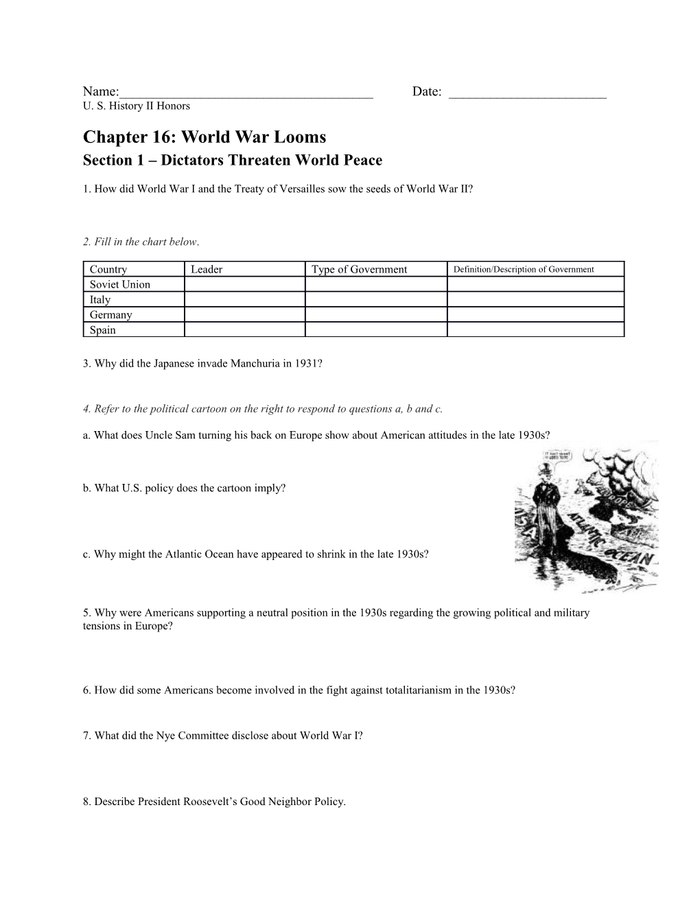Chapter 16: World War Looms