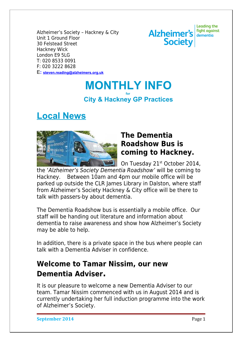 The Dementia Roadshow Bus Is Coming to Hackney