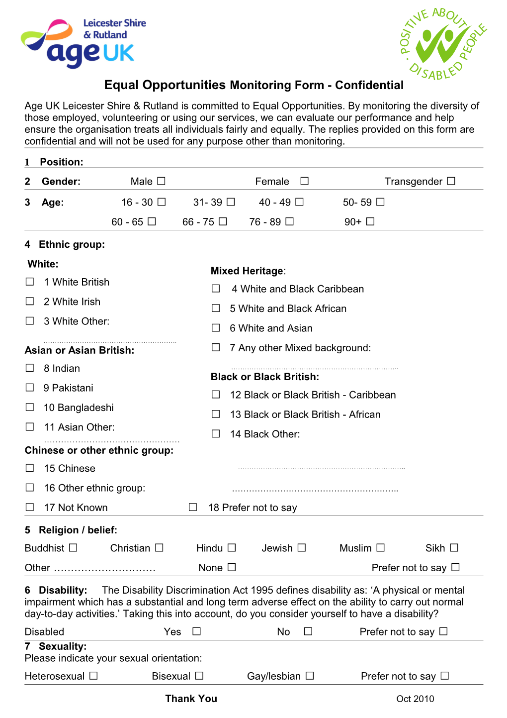 ACL Diversity Monitoring Form